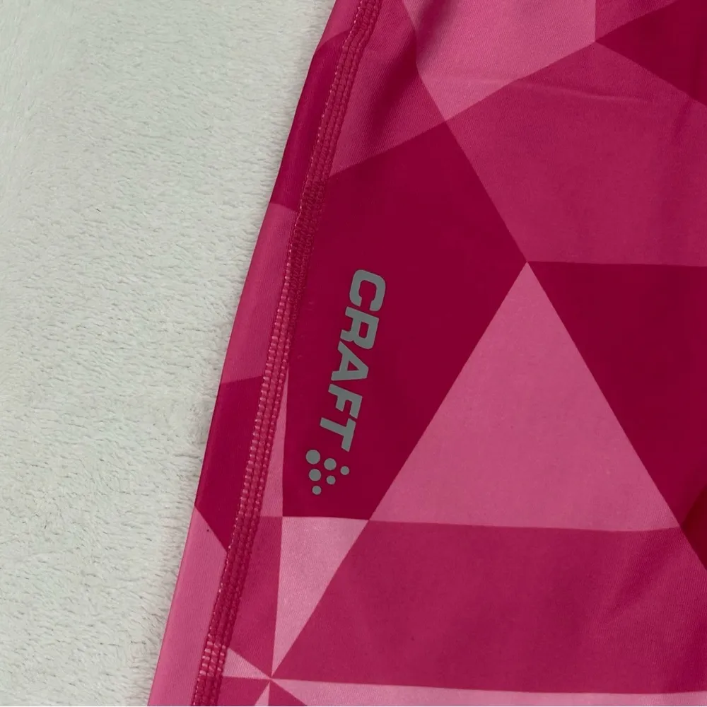 Craft Pure Print Tights Pink Geo Pop Running Workout Gym Ski Leggings Women's XS - Image 2