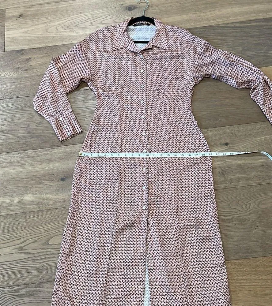 Zara Floral Print Silky Texture Long Sleeve Button Front Shirt Maxi Dress Sz XS - Image 16