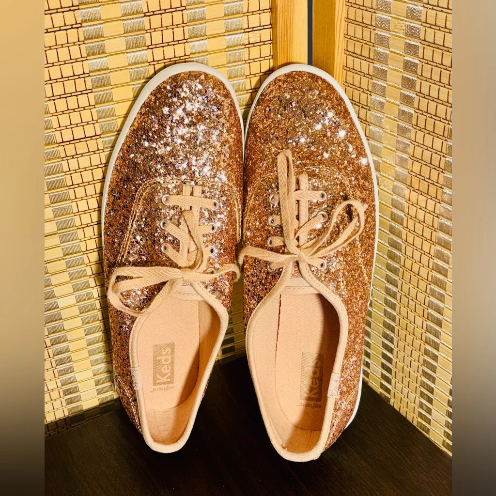 Keds Champion Glitter Celebrations Rose Gold Sneakers lace up shoes - Image 3