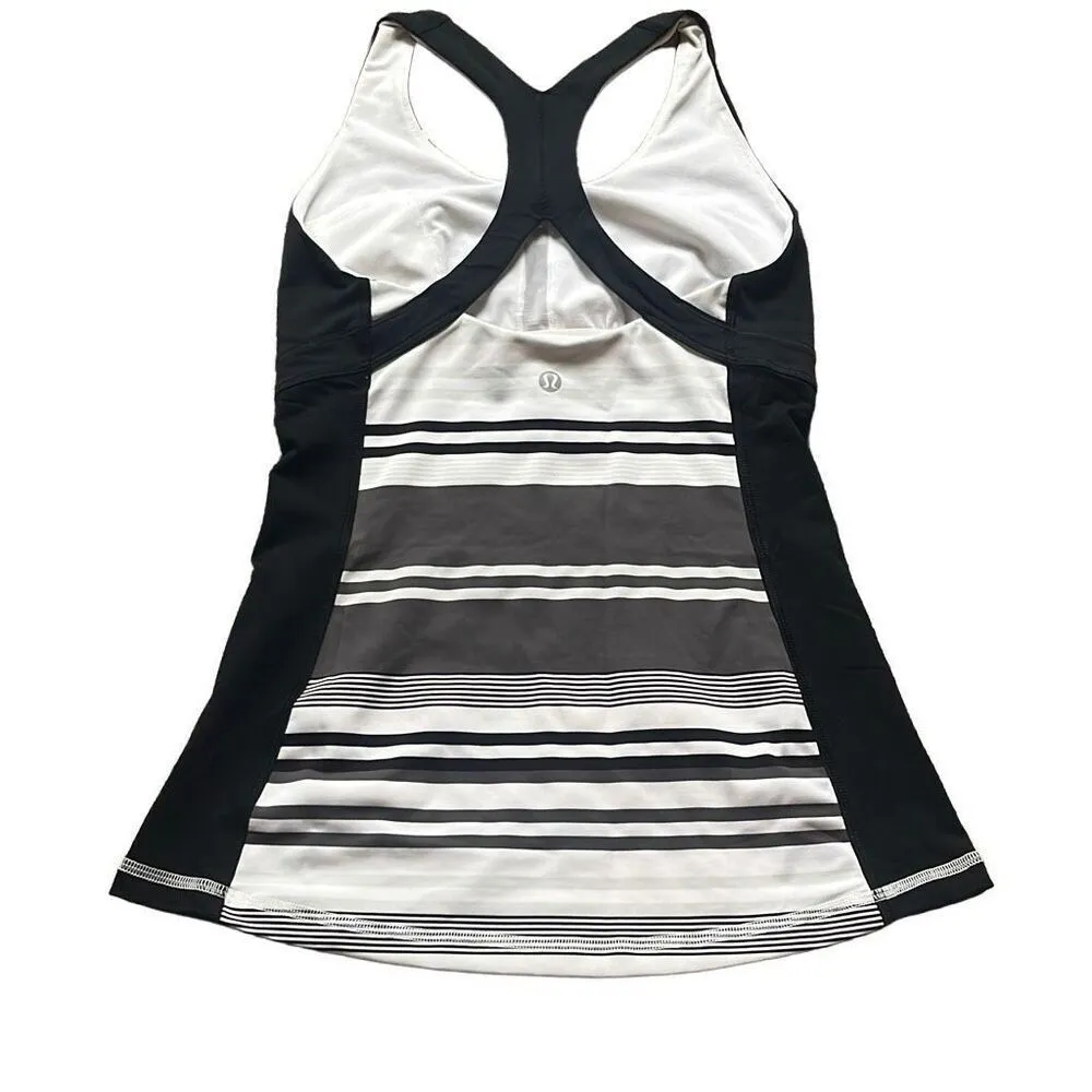 Lululemon Black Grey Striped Run: Fast Track Racerback Tank Top Sz 4 Yoga Gym - Image 3