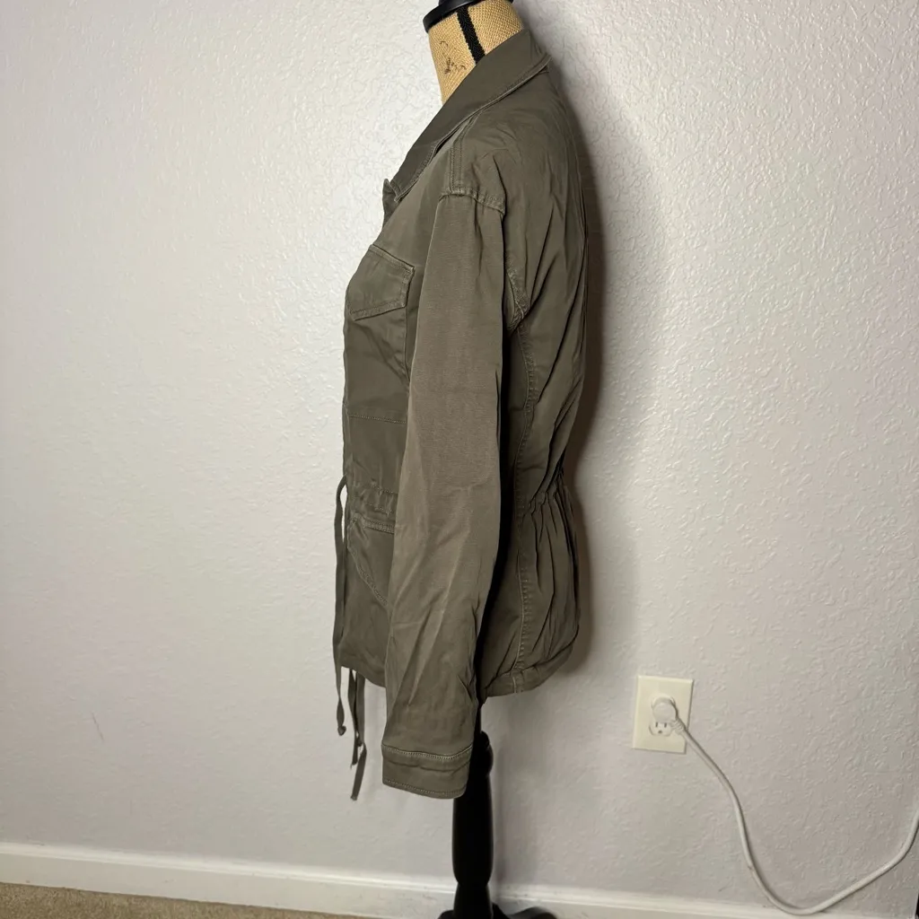 Hudson Cotton Utility Military Jacket Brown Women sz XS Full Zip Pockets Stretch - Image 8