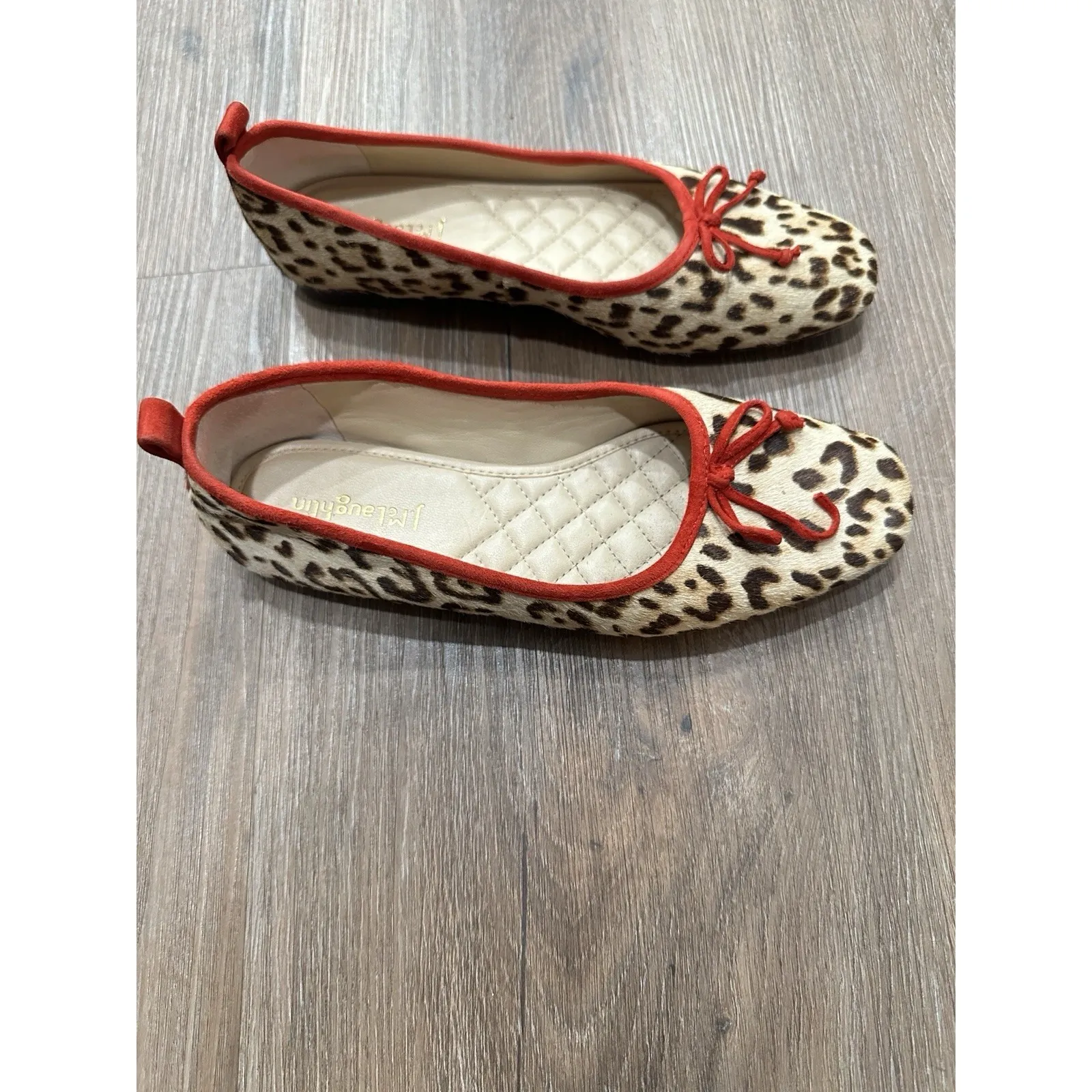 J.‎ McLaughlin Size 6 Leopard Print Ballet Flats Red Trim Anastasia Haircalf - Image 4