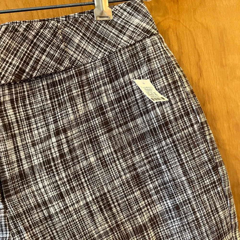 Talbots Linen Cotton Blend Tapered Capri Pants Brown White Petite Size 10 P 10P - Image 3