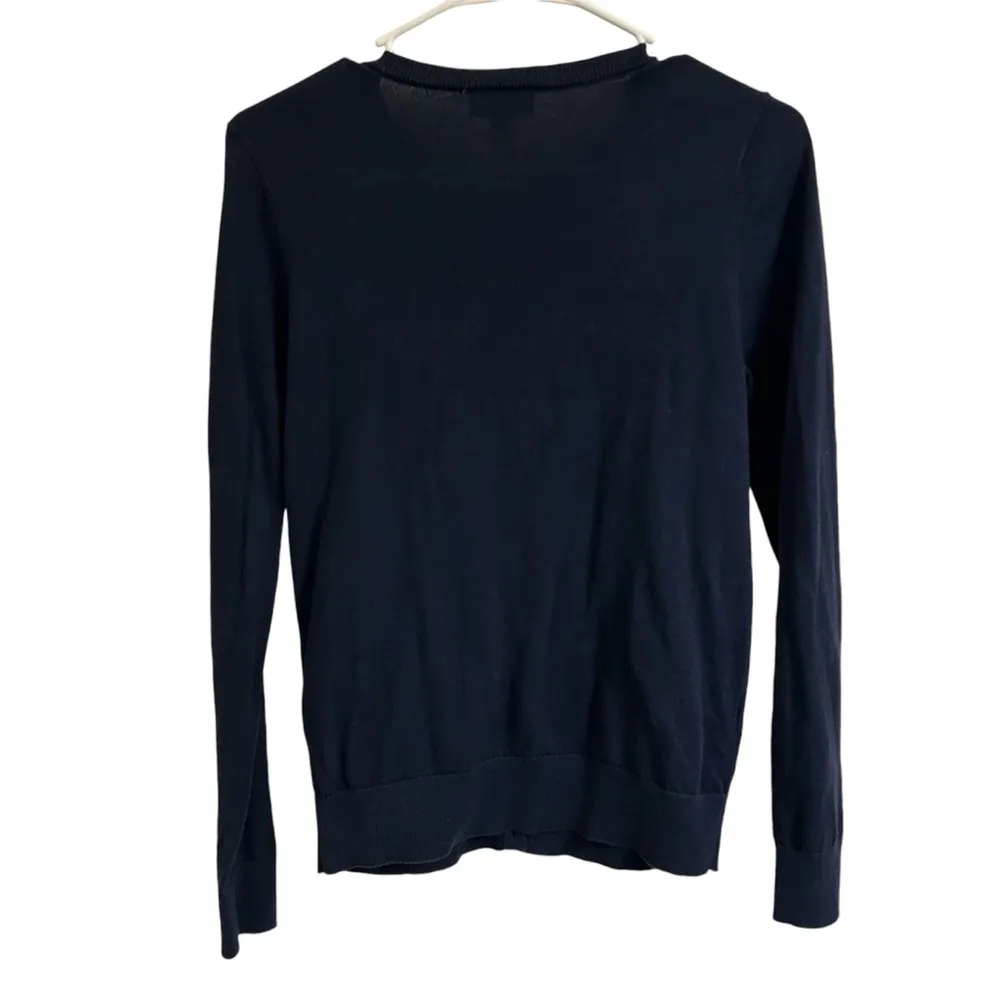 LOFT Women’s Size Sm Navy Blue Embellished Jewel Beaded Cardigan Button Sweater - Image 2