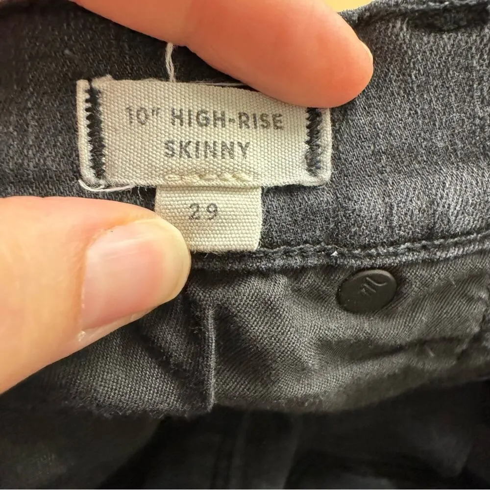 Madewell Black 10in High Rise Skinny Jeans Womens 29 Raw Hem Casual Stretch - Image 10