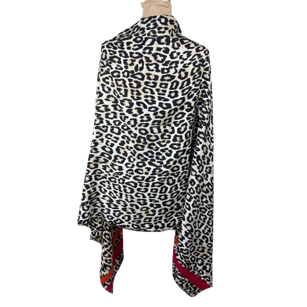 Chico's Scarf Wrap Leopard Black Red Orange 76" X 35" - Image 4