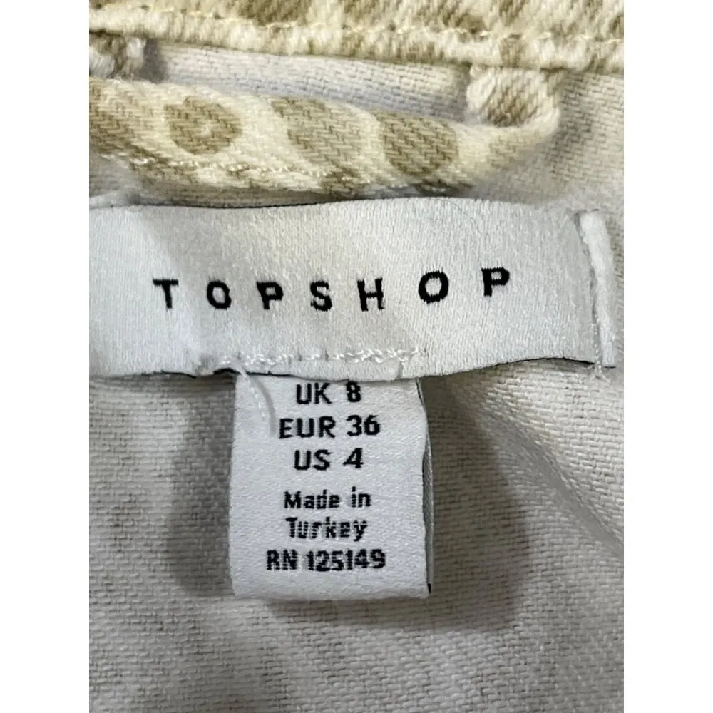 Topshop Women's Beige Snake Skin Cropped Denim Jacket Size 4 SKU 6255 - Image 5