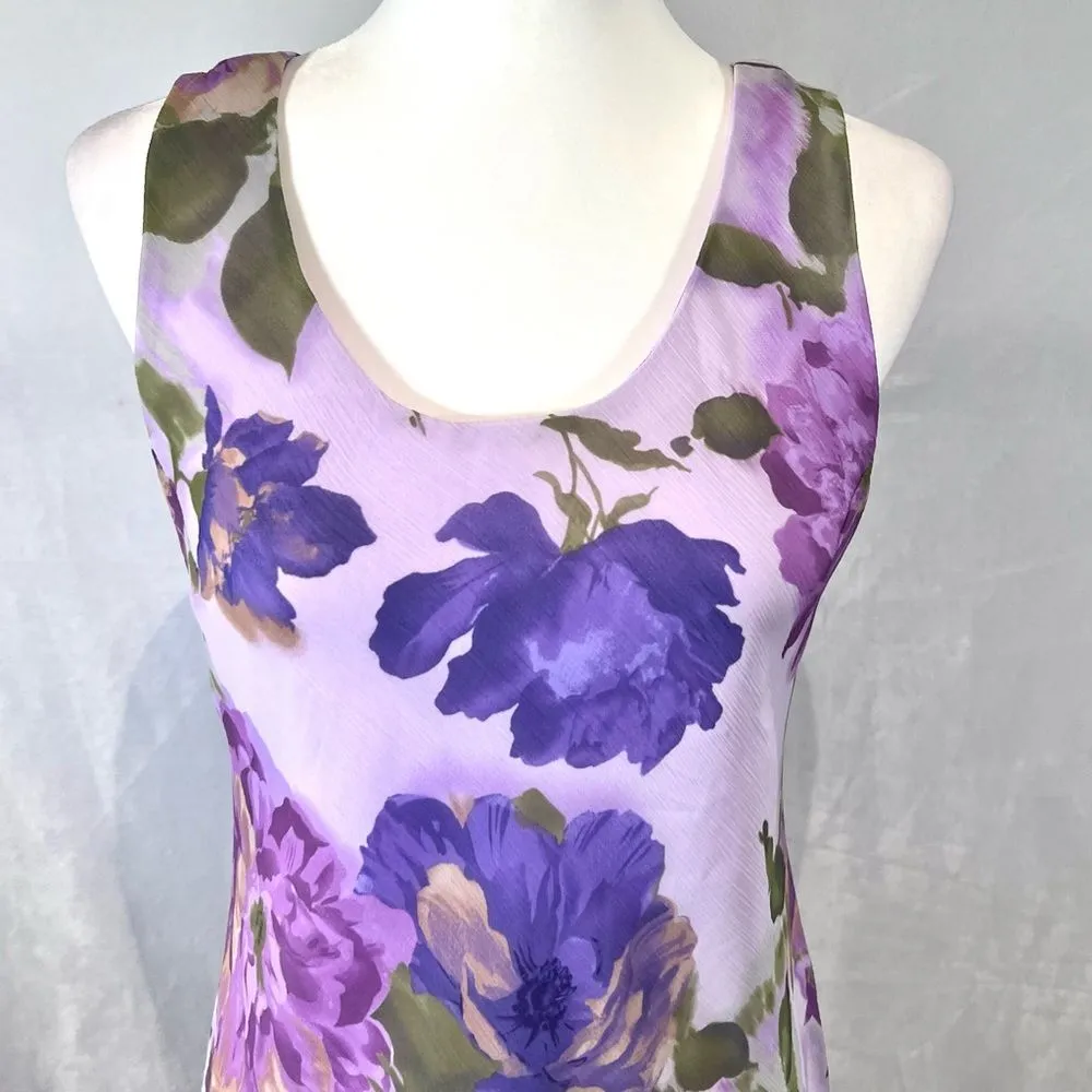 Studio I lavender and purple chiffon floral maxi dress size 10P - Image 2