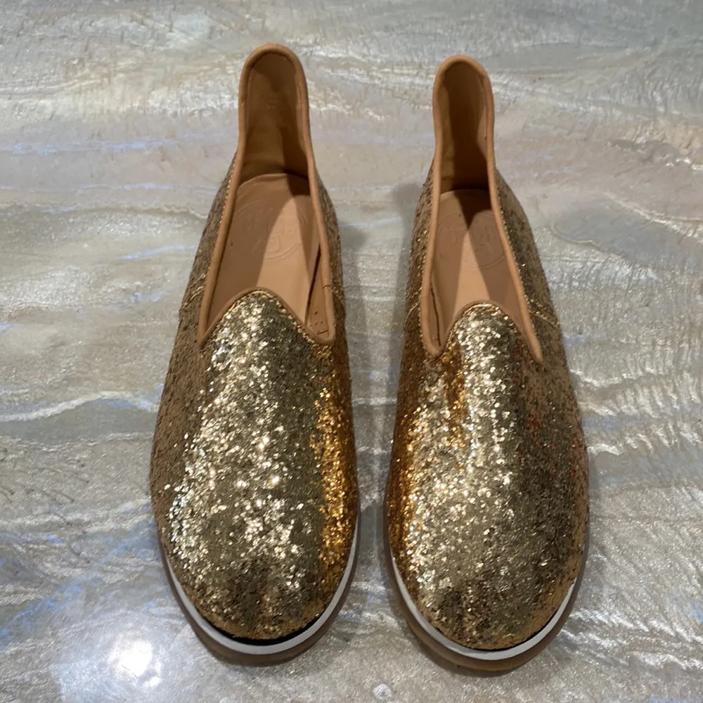 Glitter Women Ballet Flats Sequin Upper Almond Toe Gold Size Women’s 8 - Image 2