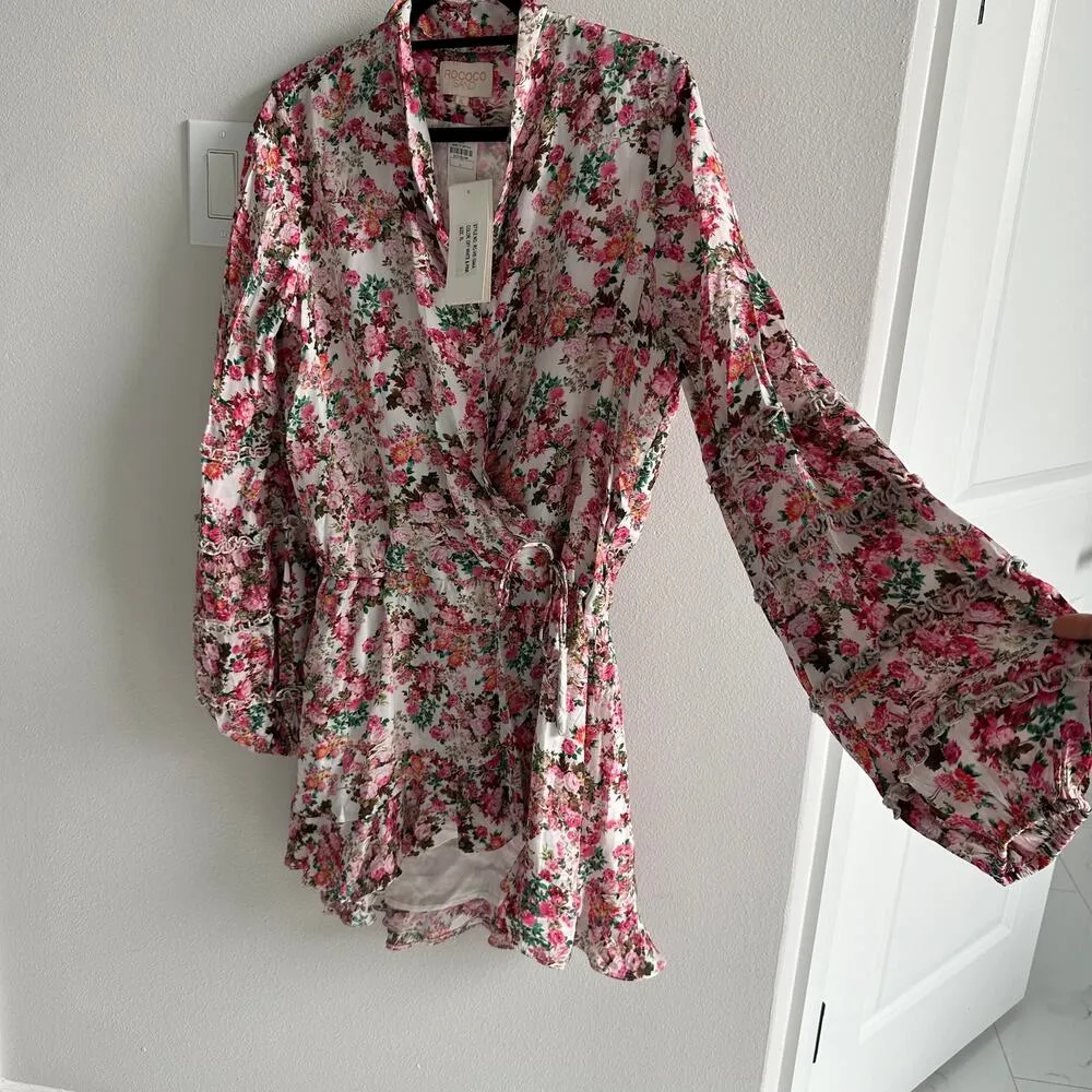 Rococo Sand Vie Short Wrap Dress Size XLarge NWT Pink - Image 4