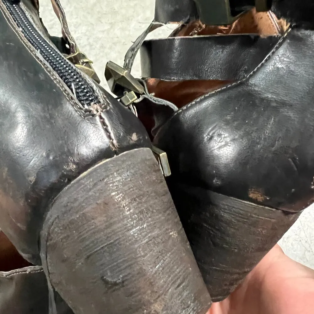 Jeffrey Campbell US 9.5 Everwell Ibiza Brown Leather Cutout Ankle Boots Shoes - Image 10