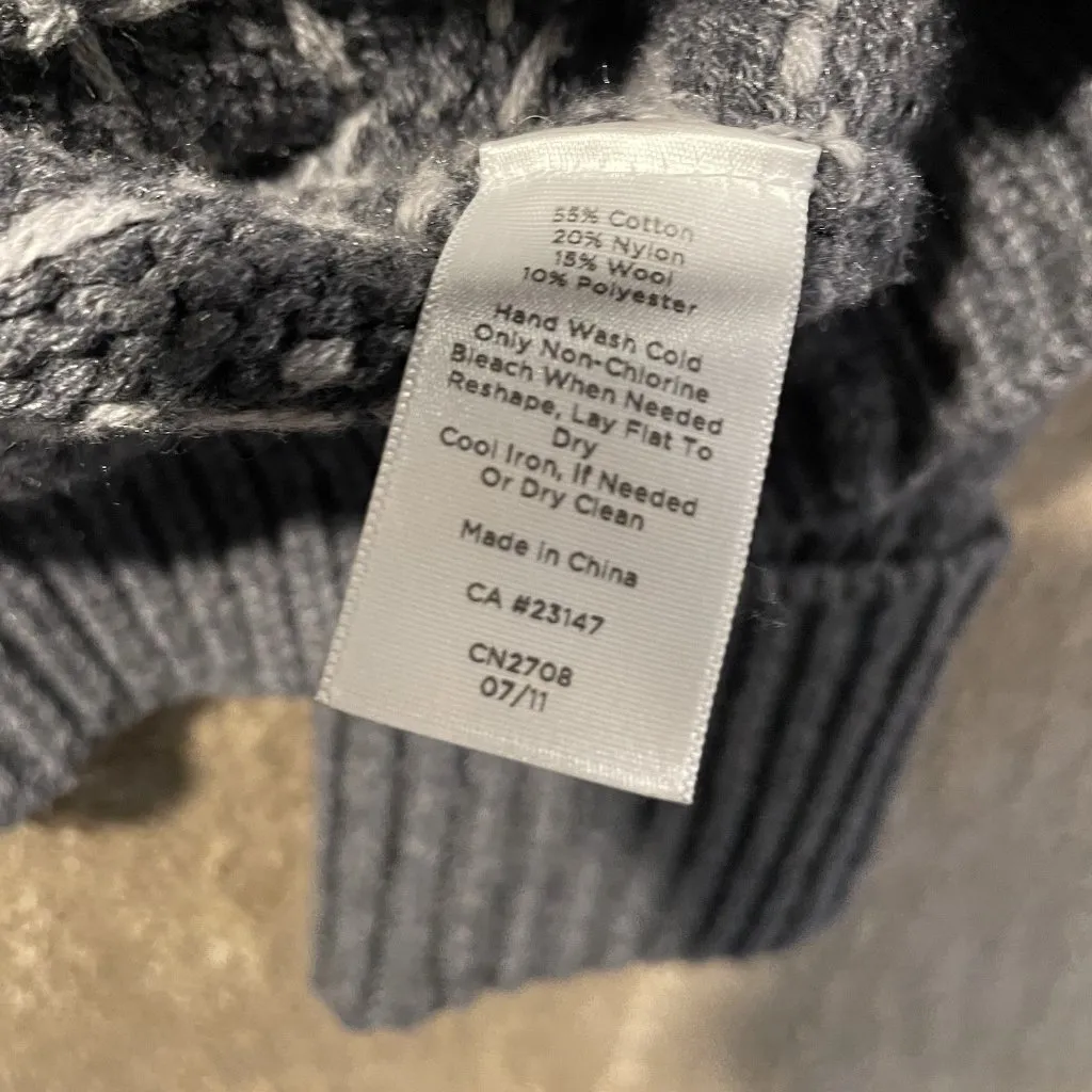 Talbots Jacket Womens Small Wool Blend Knit Gray Full Zip Pockets Hearts Collar - Image 4