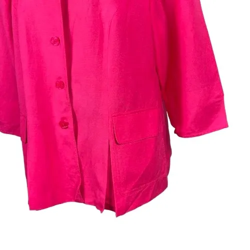 Jessica Howard Woman Hot Pink Linen Blend Blazer Retro Chic Plus Size 16 - Image 2