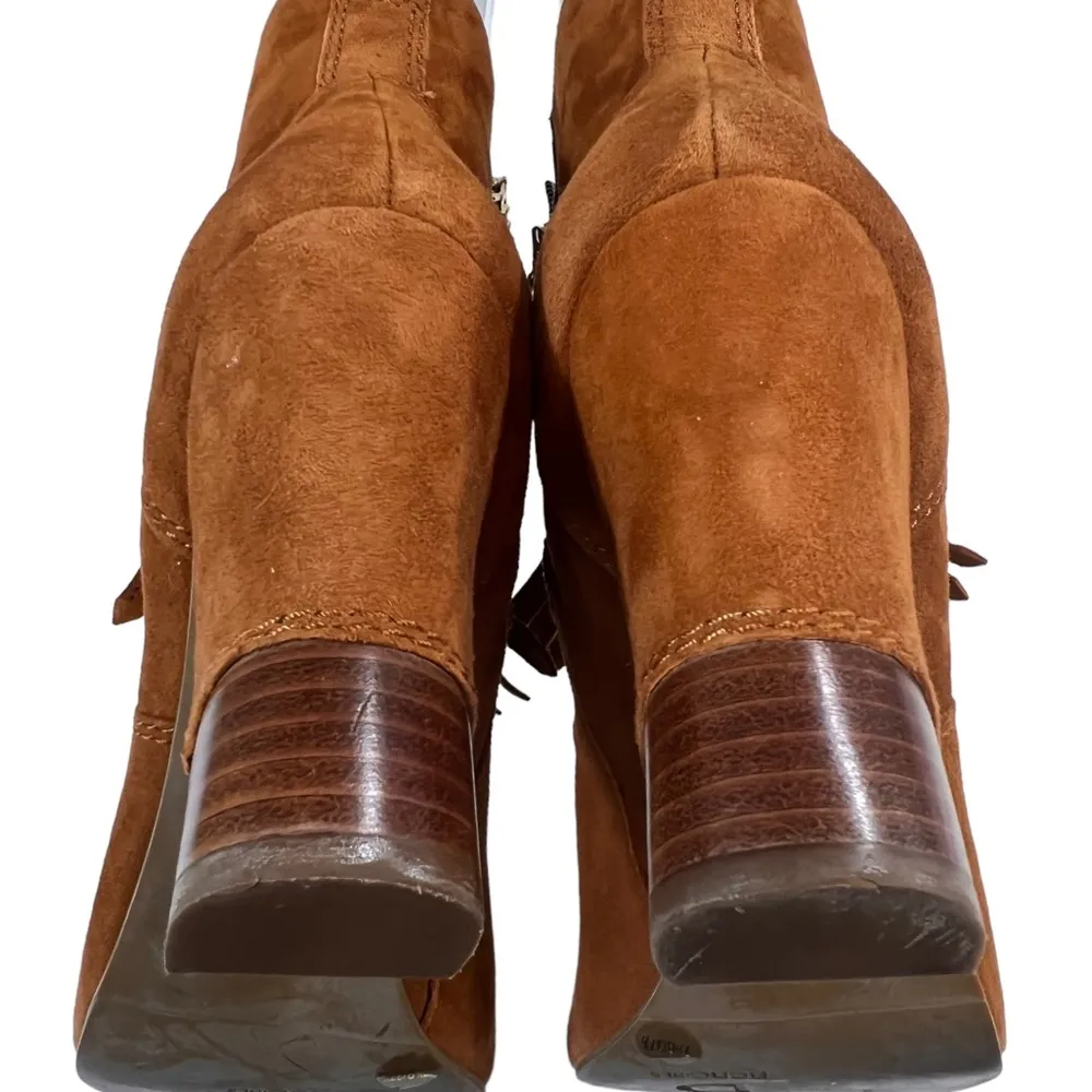 BCBGirls Inkie’s Brown Suede Fringe Roper Style Ankle Boots Side Zip Round Toe - Image 10