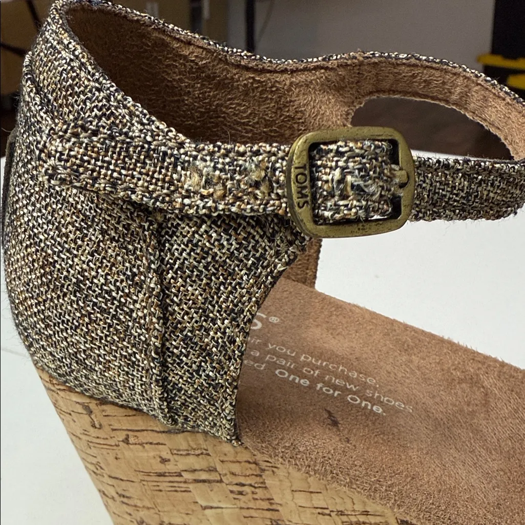 TOMS  Metallic Burlap Platform Wedge sandals size 8.5 - Image 12