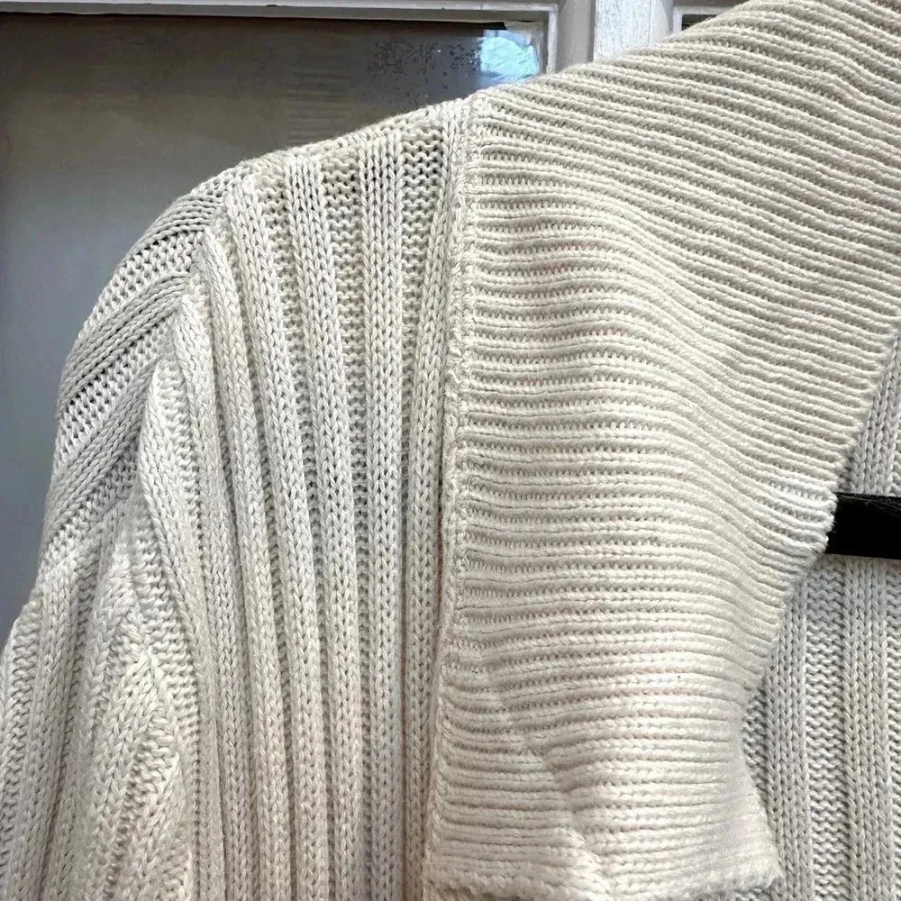Vintage White House Black Market Y2K Cream Knit Duster Cardigan Sweater Size M - Image 6