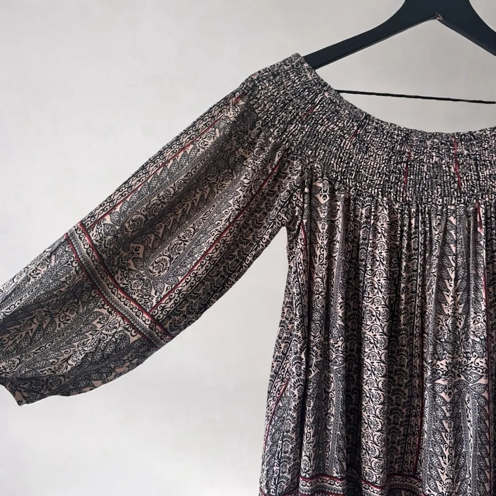 Vanessa Virginia Boho Off-Shoulder Peasant Tunic Blouse Lace Hem Size S - Image 7