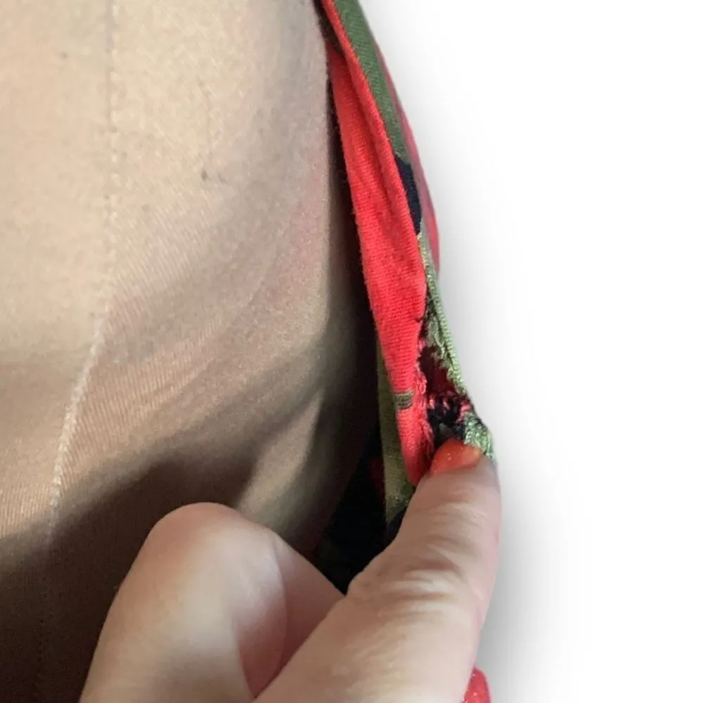 Vintage 90s Maxi Dress Black Red Dark Floral Detail Sleeveless Scoopneck Large - Image 7