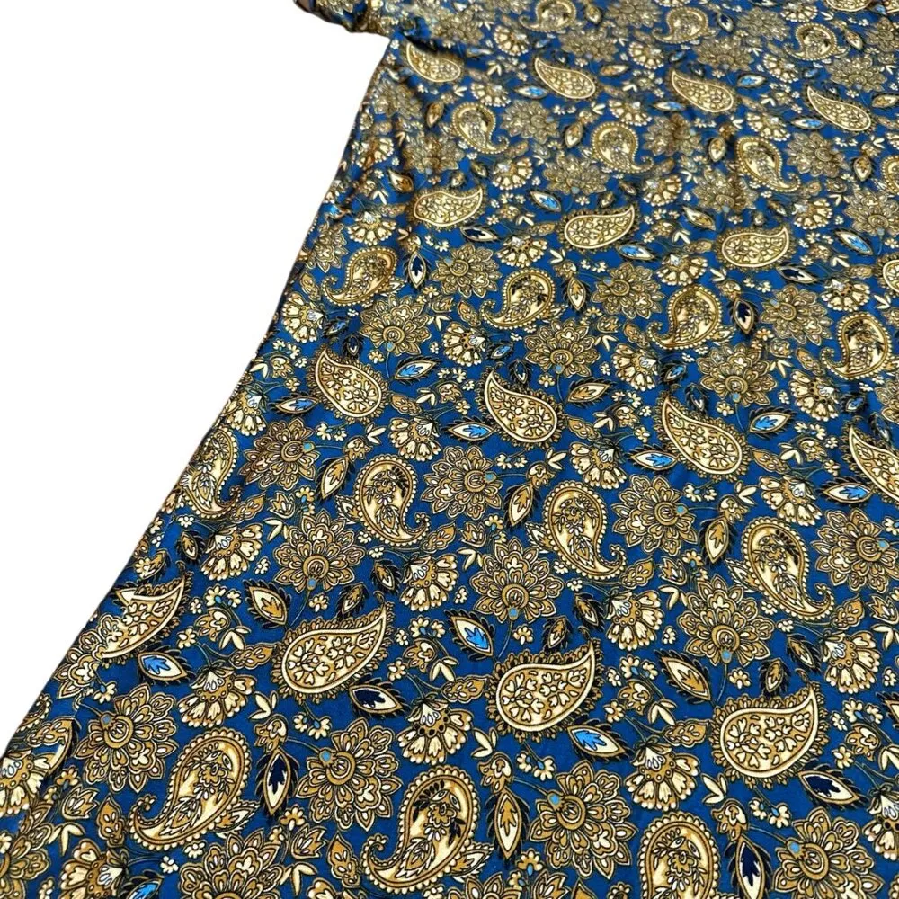 Boden Short Sleeve Jersey Knit Shirt Dress Stretch Gold Paisley Size 6R NWT Blue - Image 4