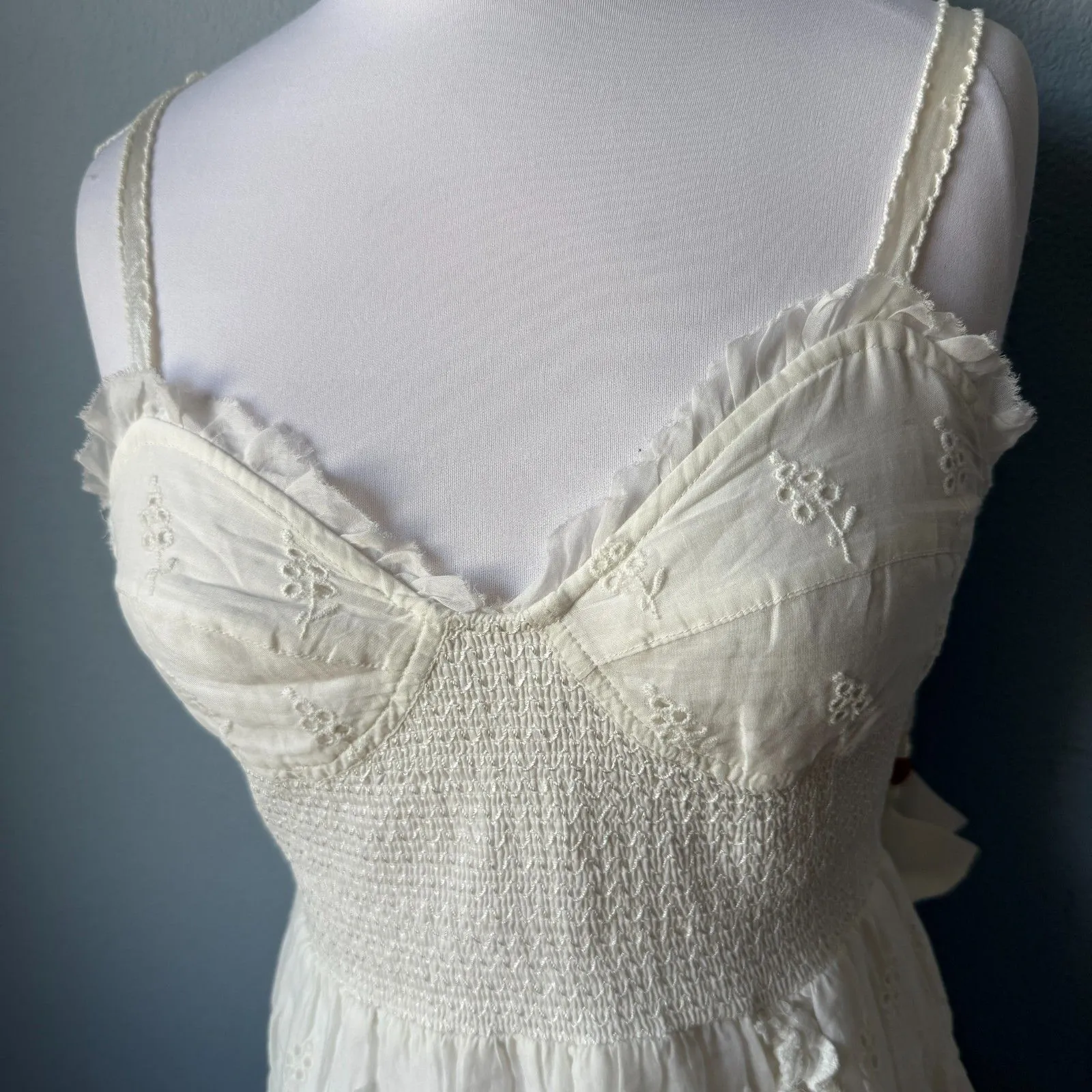 LoveShackFancy Olani Eyelet Mini Dress Size Large - Image 4