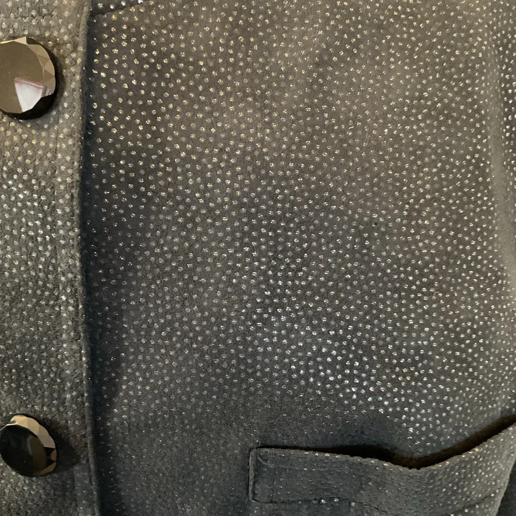 Vintage Count Romi Black Suede Elegant Black Pencil Skirt Suit Size 14 - Image 3