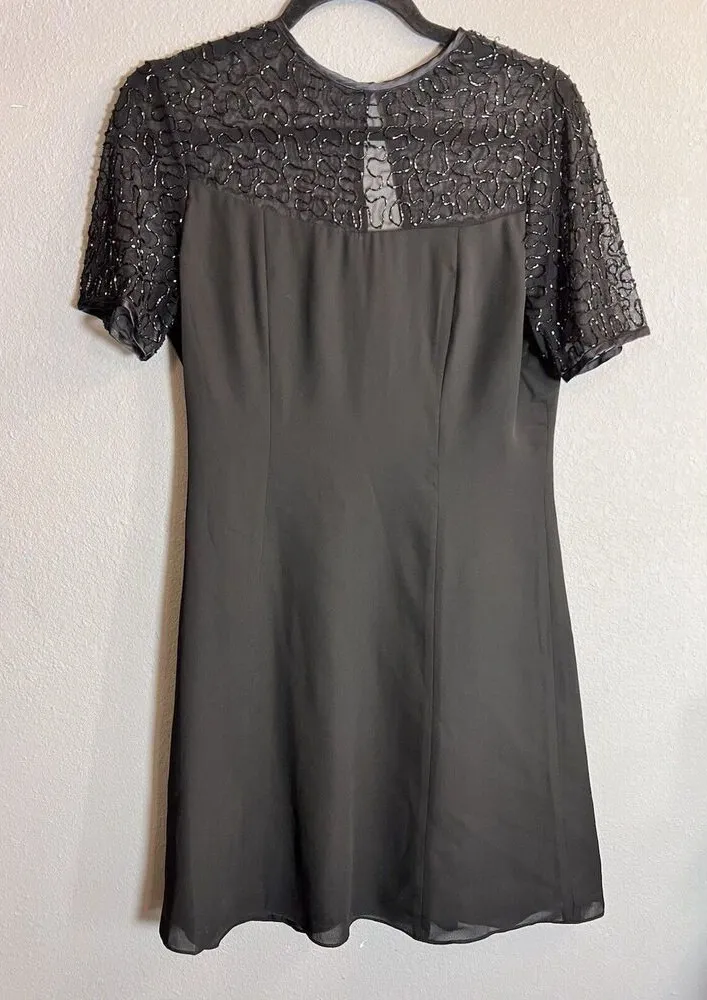 Laurence Kazar Womens vintage short sleeve beaded Formal dress, Size Medium - Image 1