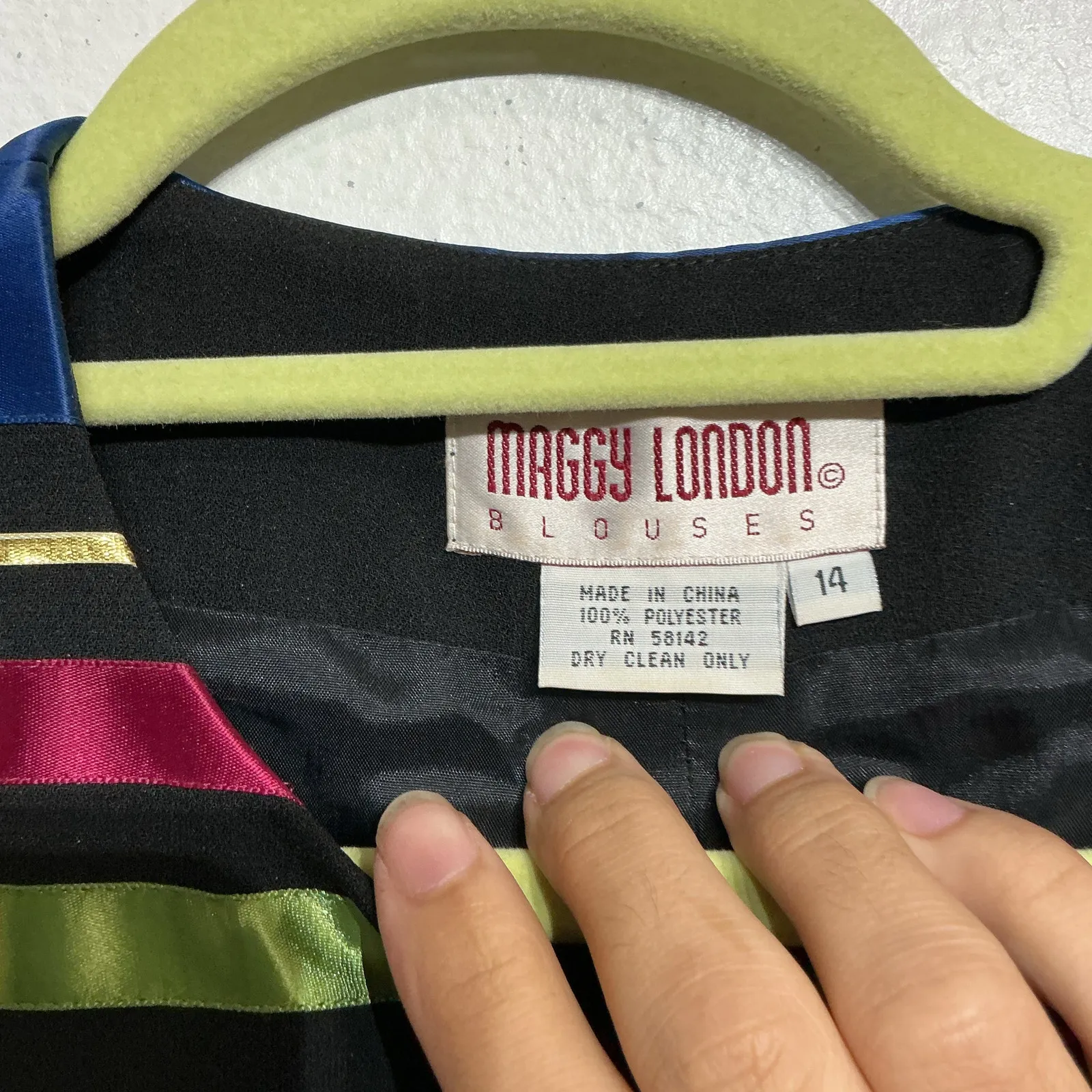 Maggy London Black Metallic Striped Vintage Blazer Sz 14 - Image 5