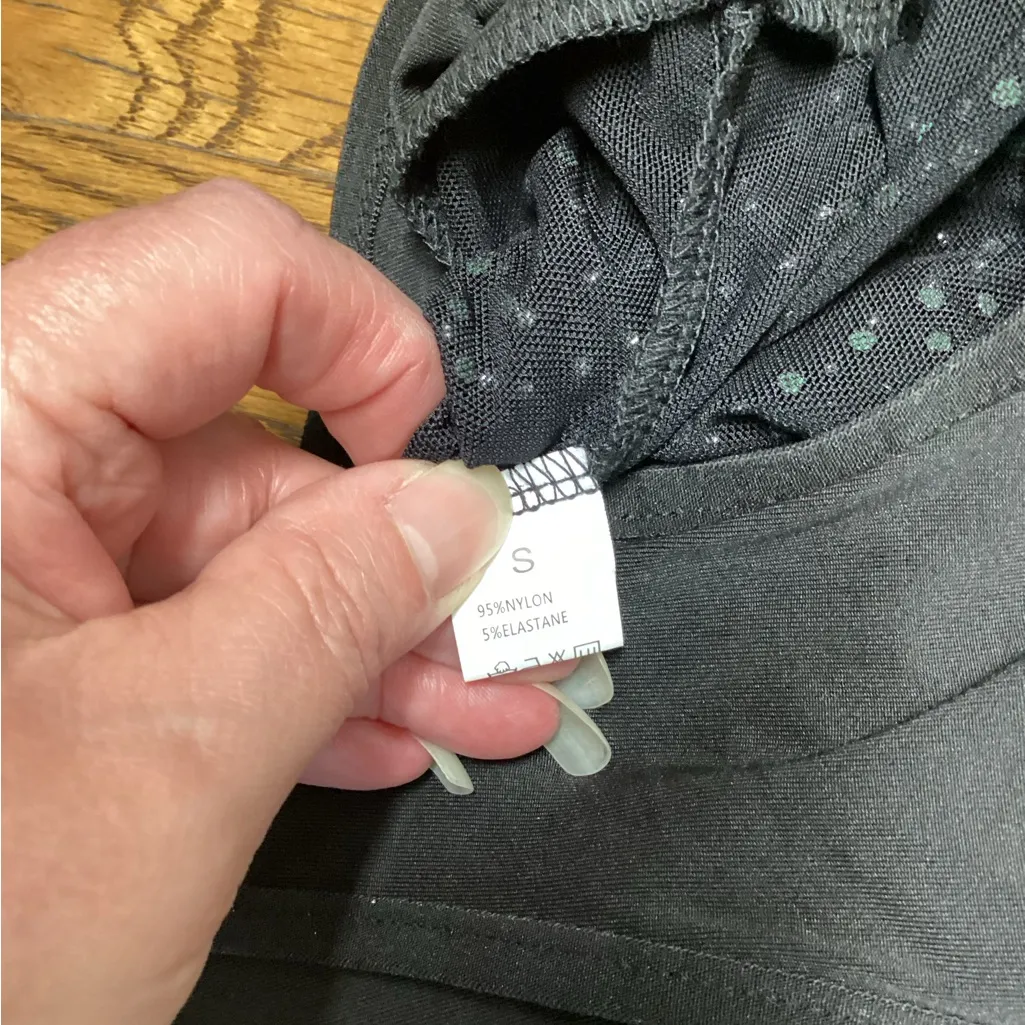 Mesh body suit with mini silver studs. Size Small Black - Image 11