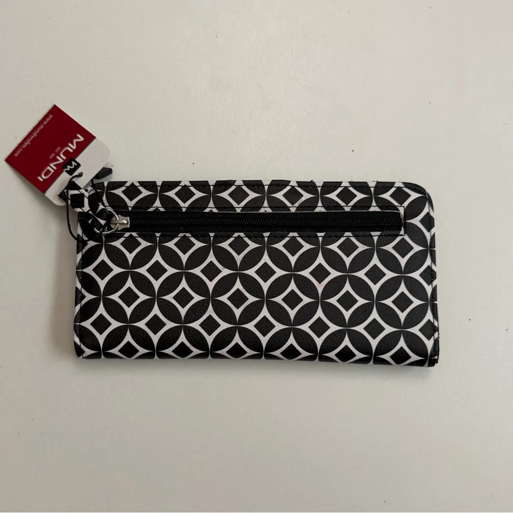 Mundi Wallet Bifold Credit Card ID Slot Thin Zip Pocket Geometric Black White - Image 4