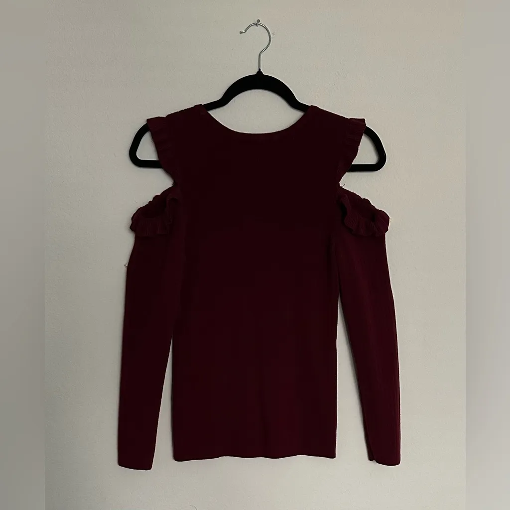White House Black Market Off-Shoulder Burgundy Sweater - Image 6
