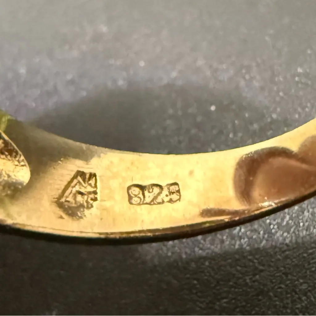 Vintage RF Peak 925 Gold Over Sterling Silver Oval CZ Solitaire Ring Size 8 8g. - Image 8