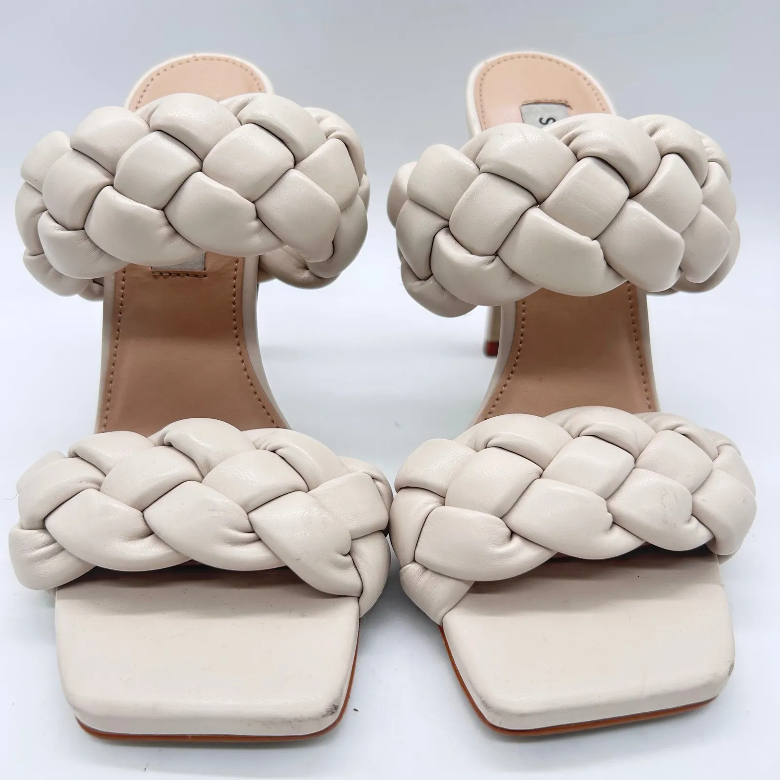 Steve Madden Sandals Womens 6 Cream Kenley Braided Heeled Sandals Mules‎ Heels - Image 4