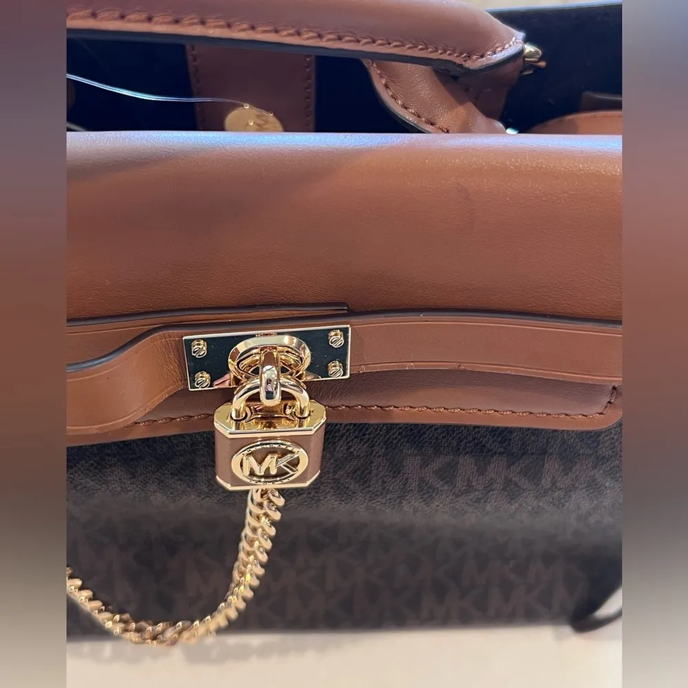 NWT MICHAEL KORS HAMILTON LEGACY‎ SM LOGO BELTED SATCHEL BROWN/ACORN Brown - Image 9