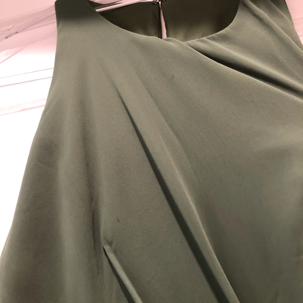 After Six NATURAL WAIST Ruffle Slit BRIDESMAID DRESS Vineyard Green Size 6‎ - Image 4