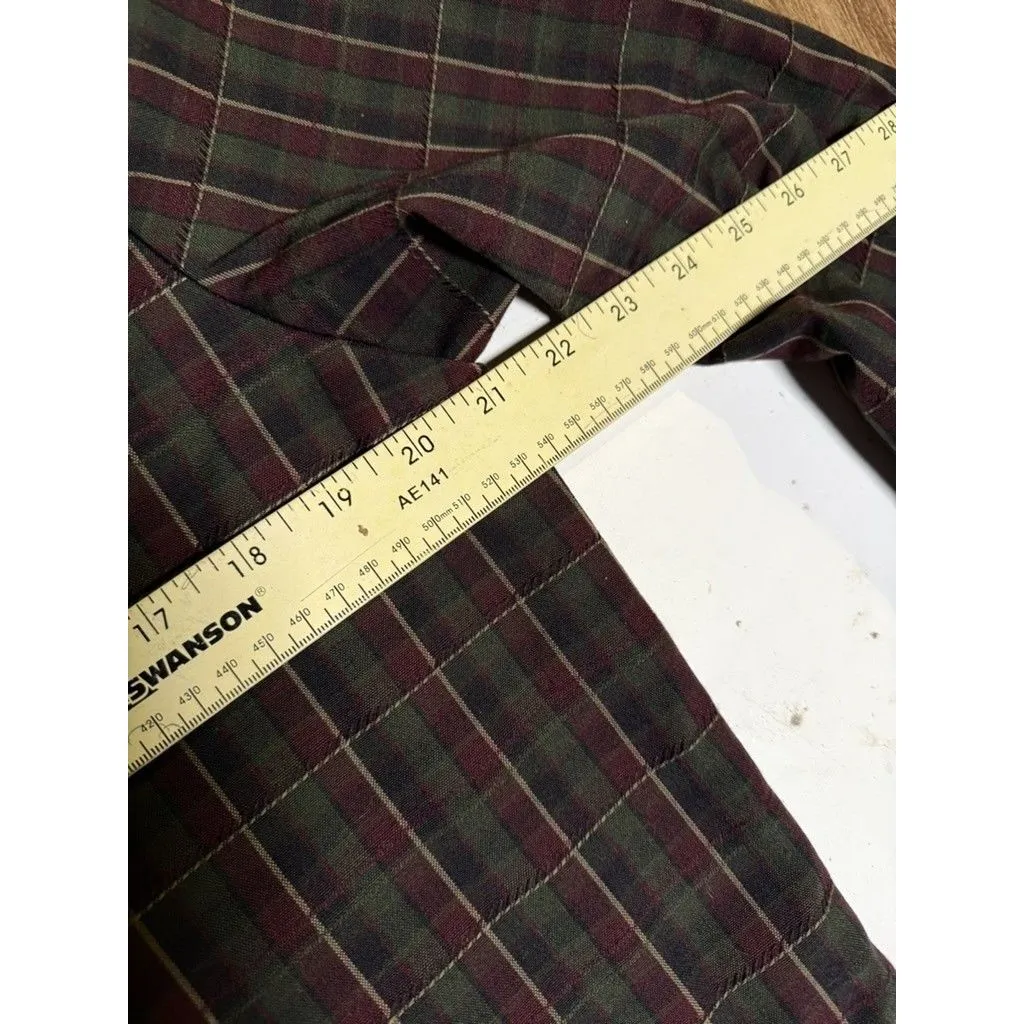 Vintage Christy Girl Blazer 12 tartan Plaid Single Button‎ 90s green wine - Image 4