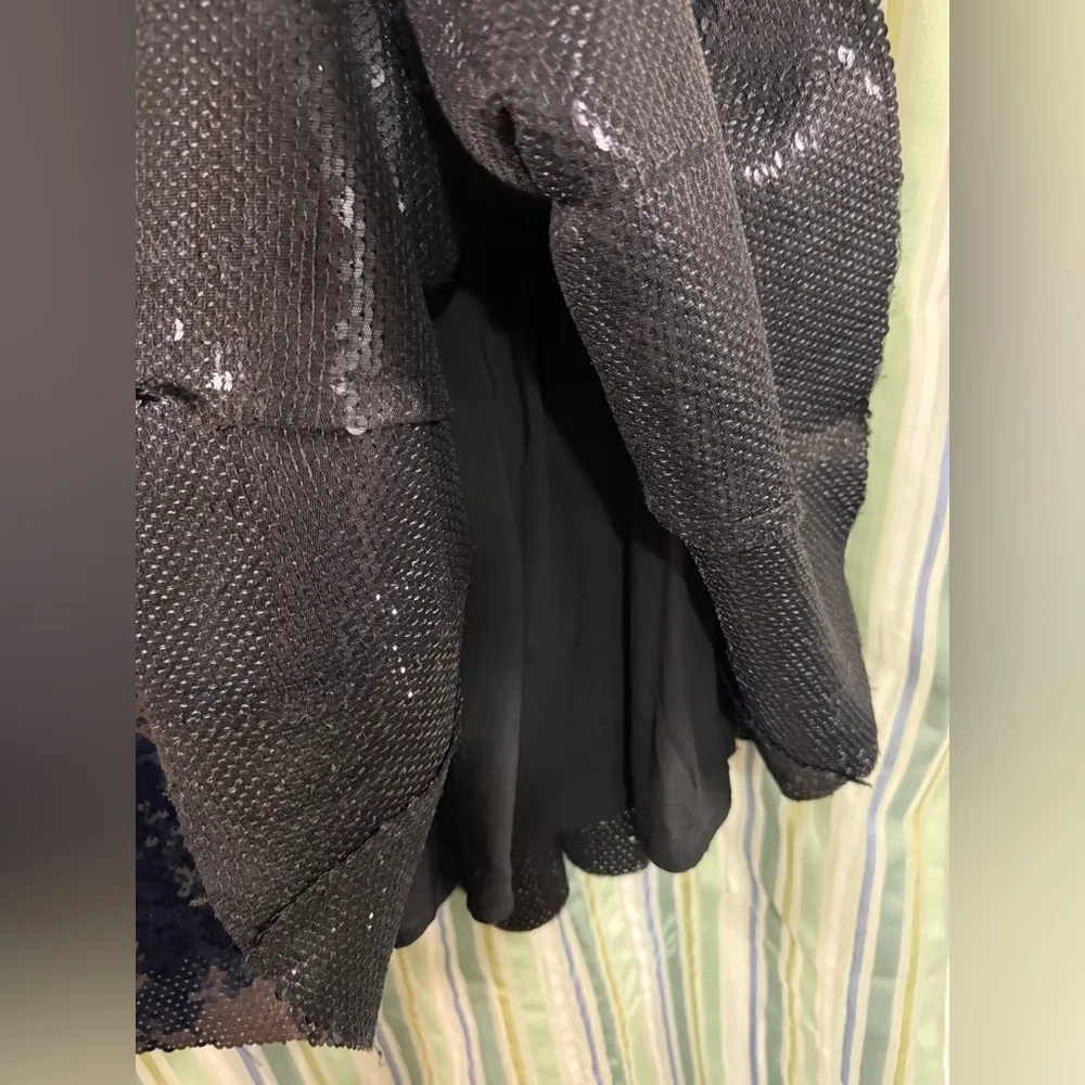 Free People Black Combo Sequin Mini Sheer V Top Party Cocktail Dress Sz XS NWT - Image 5