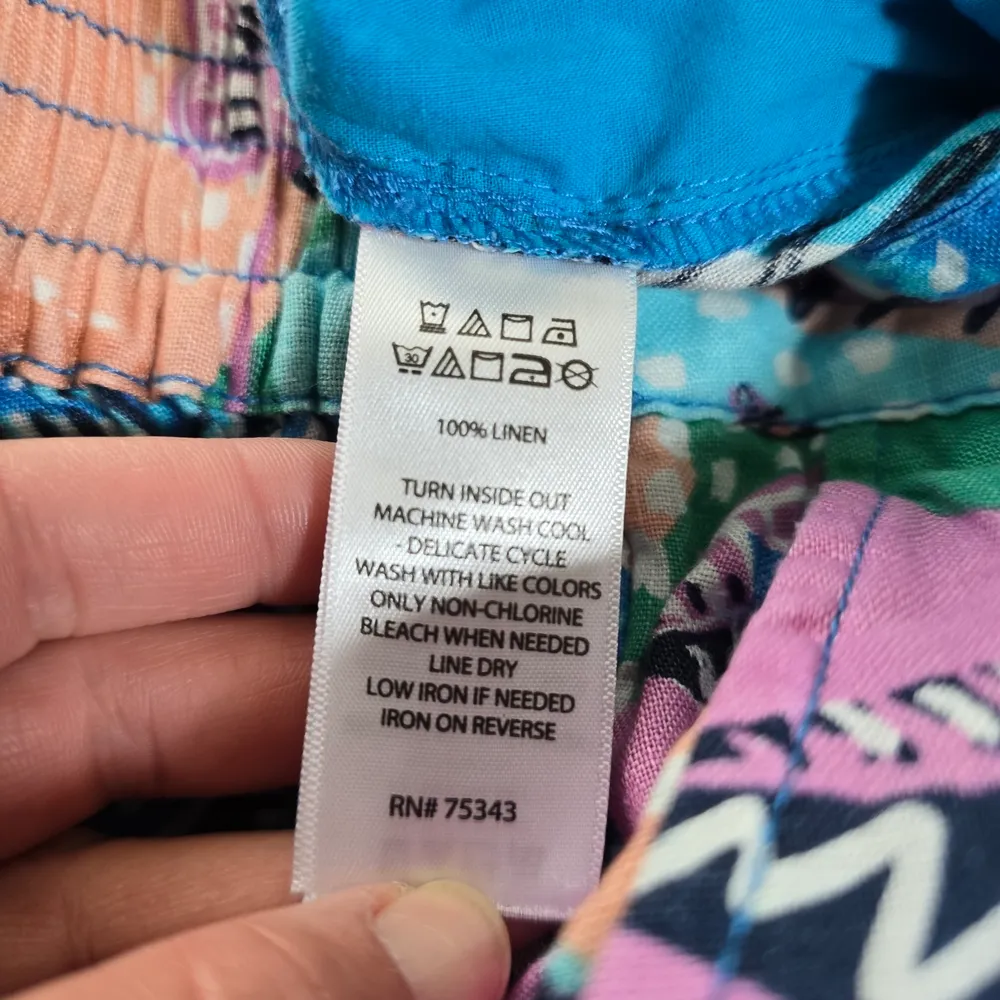 Cynthia Rowley Tropical Leaf Print Cropped Linen Pants Size Large - Image 7