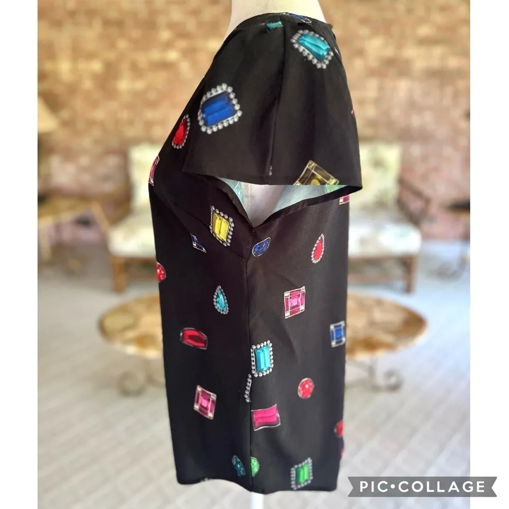 Cece by Cynthia Steffe Top Black Jewel Stone Short Top XS Cocktail Party Chic - Image 7