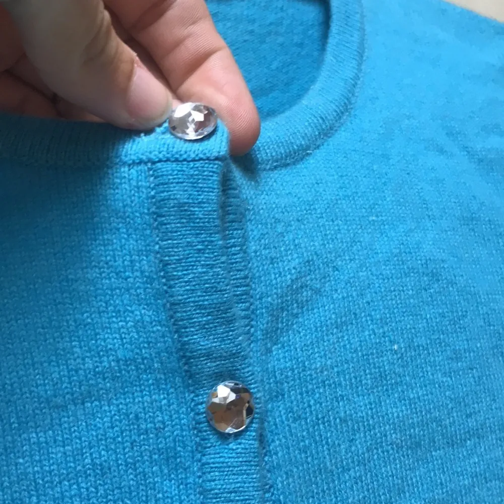 Ann Taylor cashmere aqua button-down cardigan - Image 6