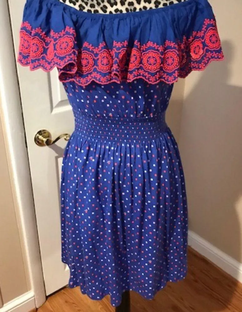 Lilly Pulitzer Kalama Off Shoulder Ruffle Smocked Dress Size XS blue New - Image 4
