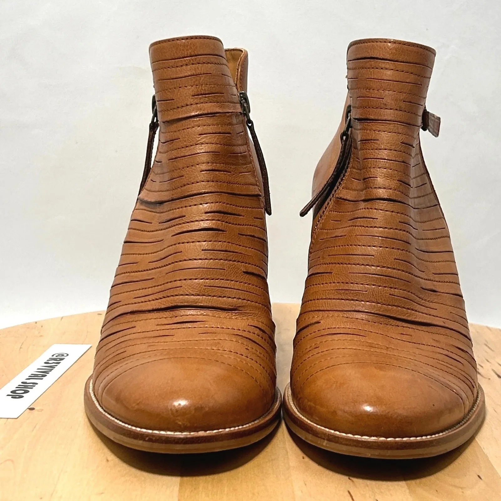 PAUL GREEN Malibu Sliced Zip Chunky Brown Nubuck Sisal Ankle Bootie - Size 6 - Image 4