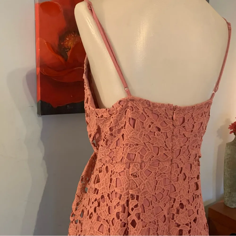 ASTR The Label Midi Dress M Medium Peach Pink Lace A-Line Cocktail - Image 7
