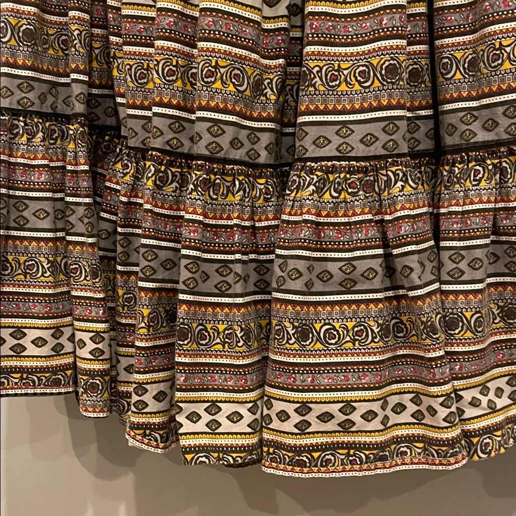 Bohemian Patterned Maxi Skirt grey and black Brown Size M - Image 3