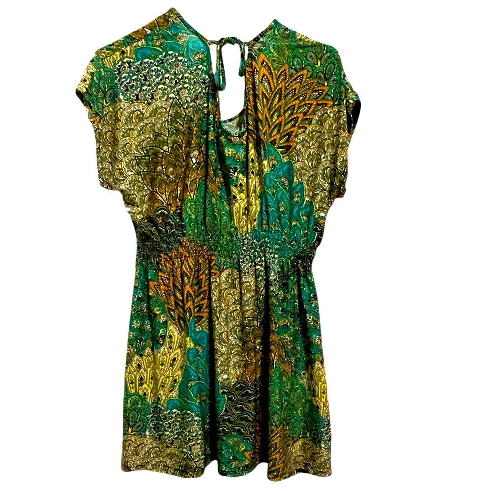 NWOT Winwin L/XL Green Paisley Women's Adjustable Tie Blouse/Mini Dress/Coverup - Image 2