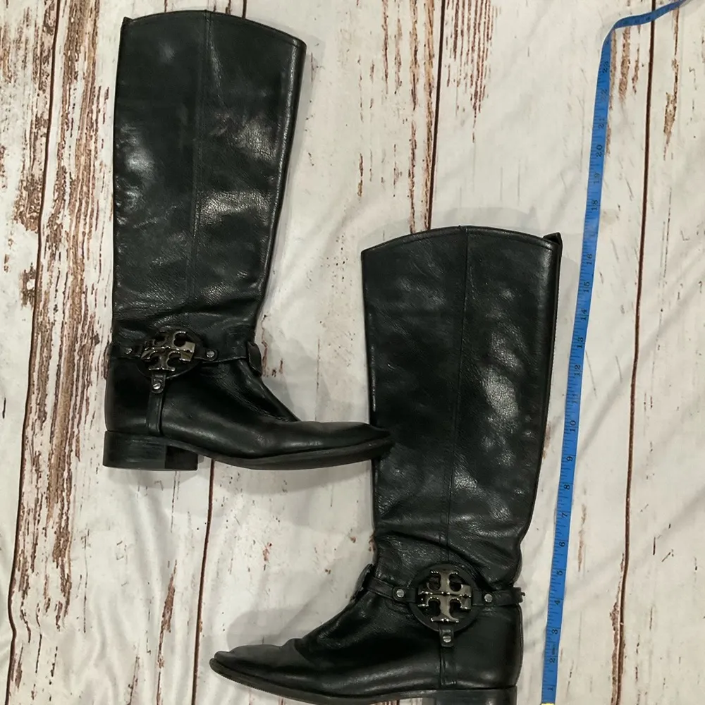 TORY BURCH BLACK LEATHER RIDING BOOTS 4423 - Image 13