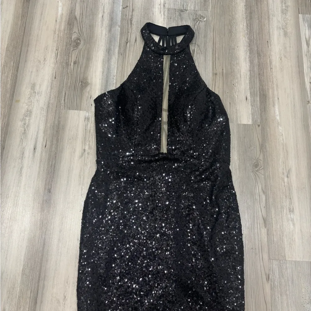 Alyce Paris NWT Elegant Black Sequin Halter Dress - Image 5