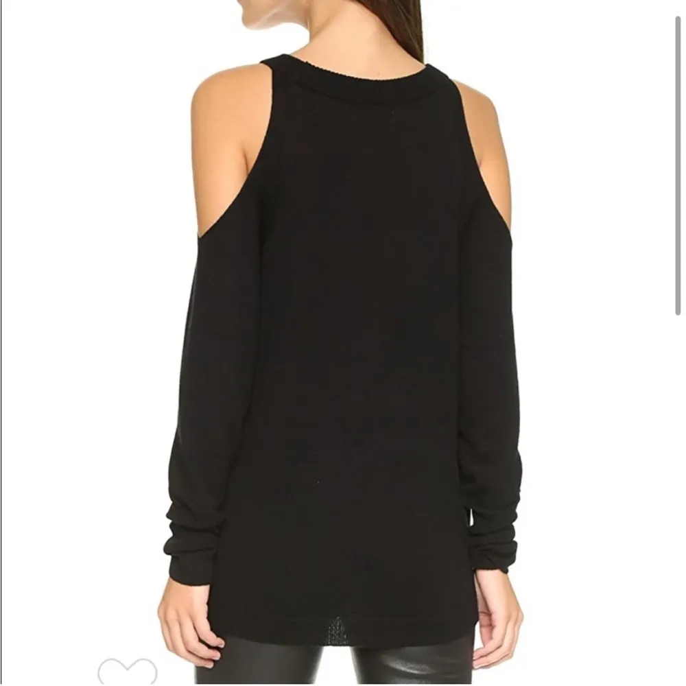 Ramy Brook Tascha Black Cold Shoulder Wool Sweater with Side Zipper Size Small - Image 3