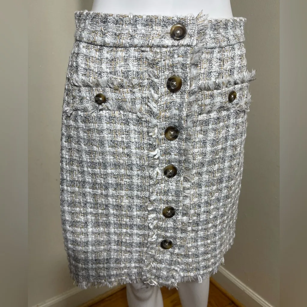 Ann Taylor Tweed Button Down Front Pockets Fully Lined Women's Skirt 2P NWT - Image 2