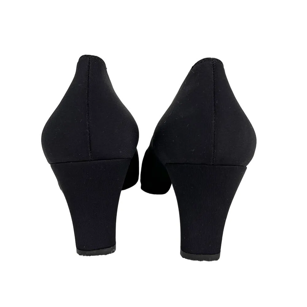 Salvatore Ferragamo Boutique Black Pumps  Fabric 10AA 3" Heels - Image 4