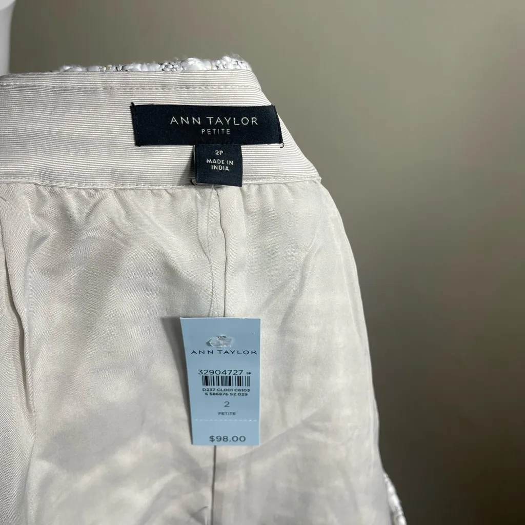 Ann Taylor Tweed Button Down Front Pockets Fully Lined Women's Skirt 2P NWT - Image 8